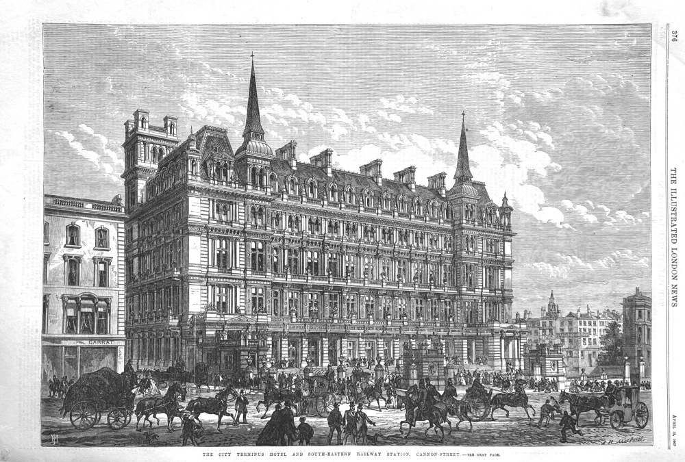 The City Terminus Hotel and South-Eastern Railway Station, Cannon-Street,  1867.