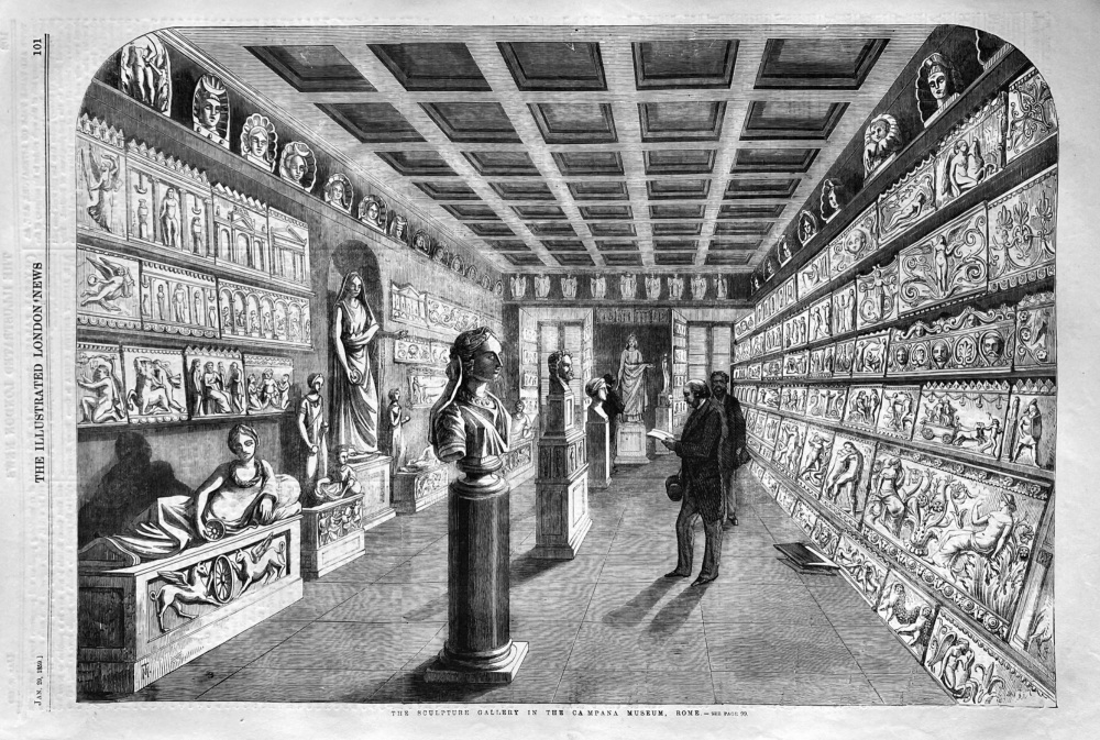 The Sculpture Gallery in the Campana Museum,  Rome.  1859.