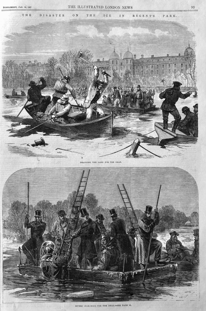 The Disaster on the Ice in Regent's Park.  1867.