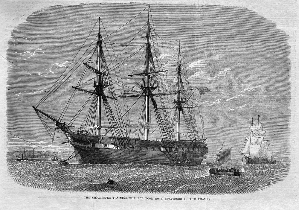 The Chichester Training-Ship for Poor Boys, Stationed in the Thames.  1867.