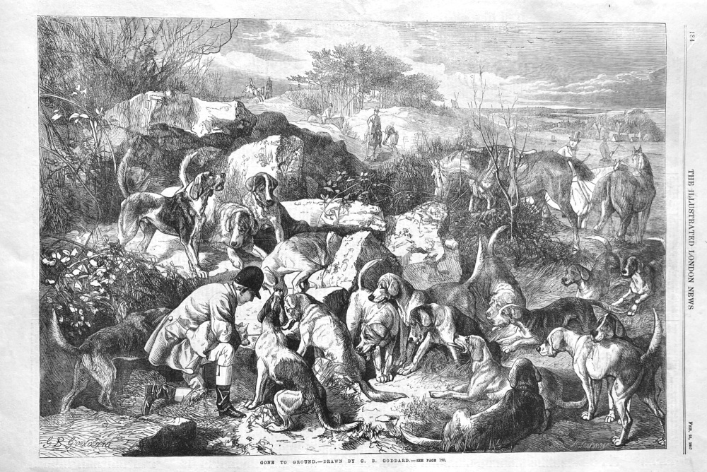 Gone to Ground.-  Drawn by G. B. Goddard. 1867.