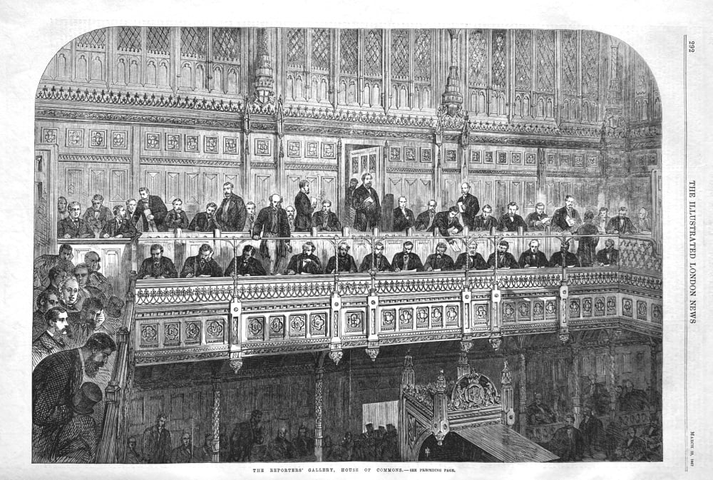 The Reporters' Gallery, House of Commons.  1867.