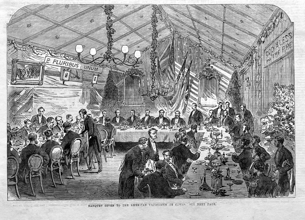 Banquet given to the American Yachtsmen at cowes.  1867.