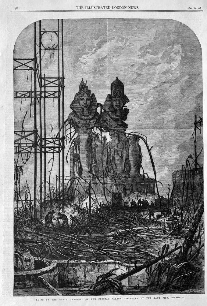 Ruins of the North Transept of the Crystal Palace Destroyed by the Late Fire.  1867.