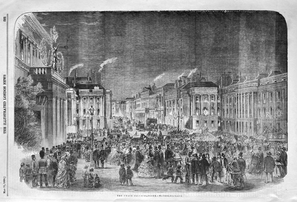 The Peace Illuminations. - Waterloo Place.   1856.