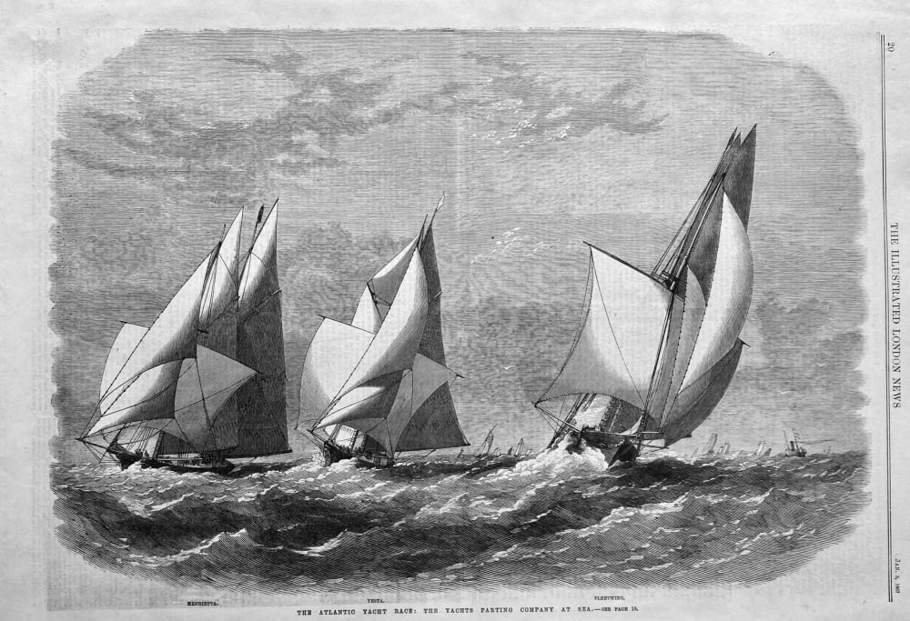 The Atlantic Yacht Race :  The Yachts Parting Company at Sea.  1867.