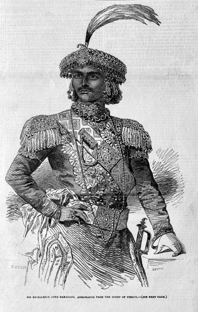 His Excellency Jung Bahadoor, Ambassador from the Court of Nepal.  1850.