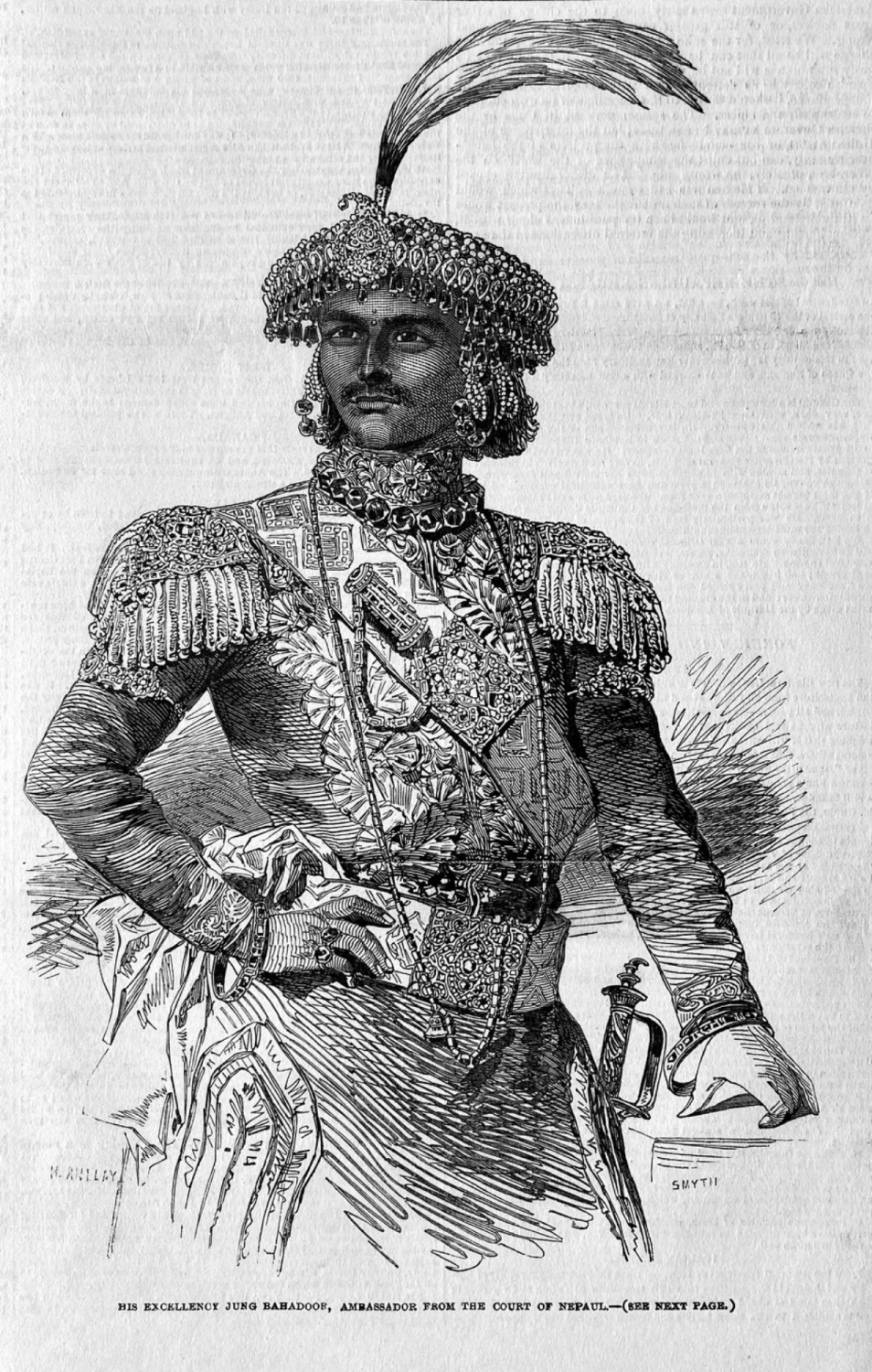 His Excellency Jung Bahadoor, Ambassador from the Court of Nepal.  1850.