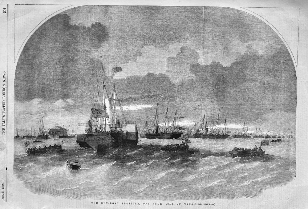 The Gun-Boat Flotilla,  Off Ryde, Isle of Wight. 1856.