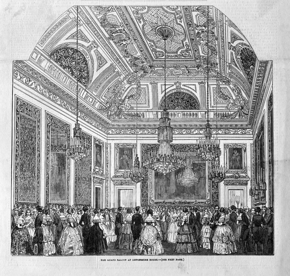 The Grand Saloon at Devonshire House.  1850.
