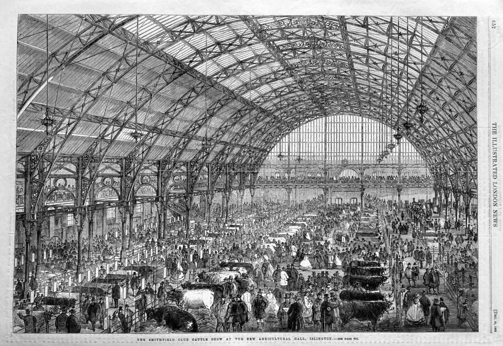 The Smithfield Club Cattle Show at the New Agricultural Hall, Islington. 1862.