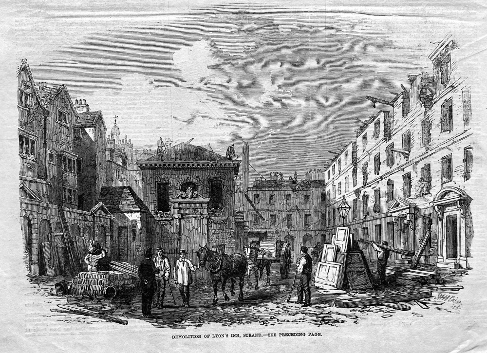 Demolition of Lyon's Inn, Strand. 1862.