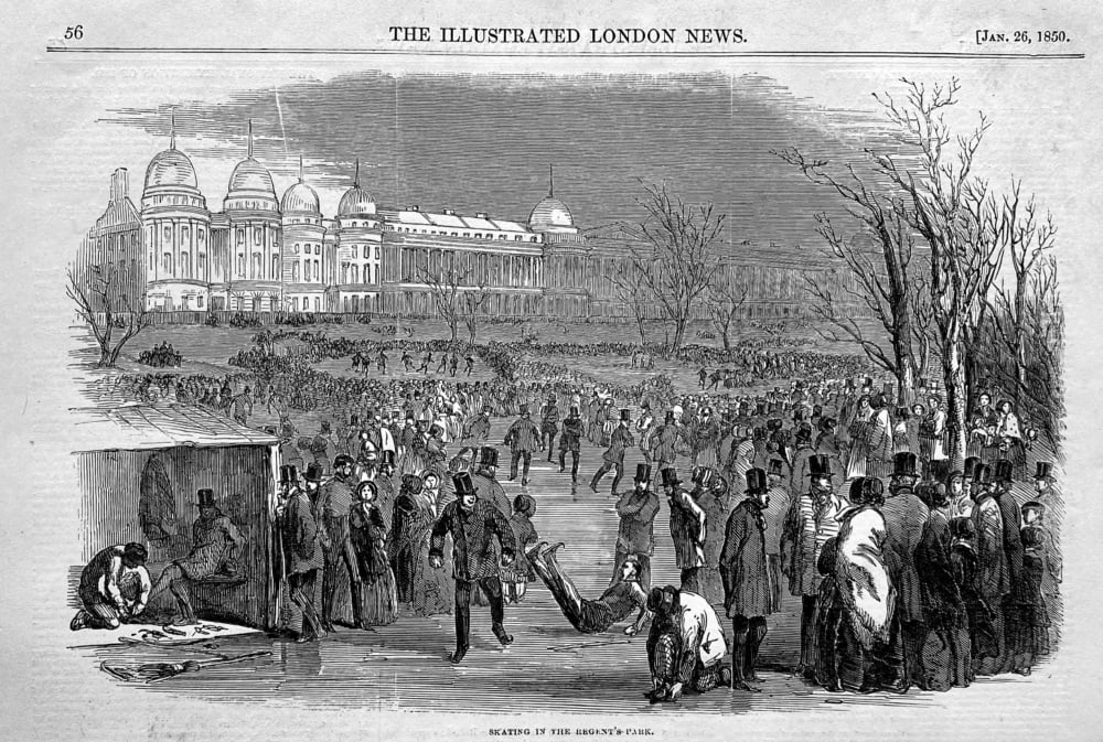 Skating in the Regent's Park.  1850.