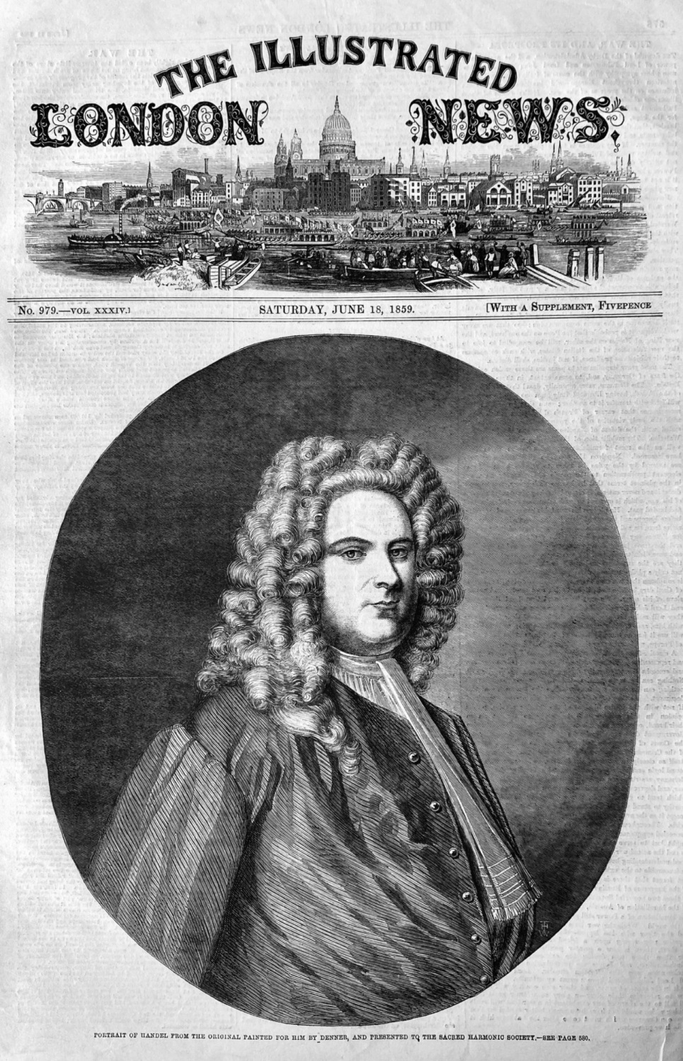 Portrait of Handel, from the original Painted for him by Denner, and presen