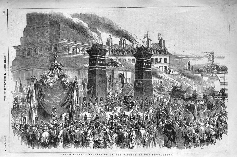 Grand Funeral Procession of the Victims of the Revolution.  1848.