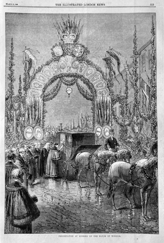 Presentation of Address by the Mayor of Windsor. 1863.  (Marriage of Albert Edward Prince of Wales and Alexandra of Denmark.)