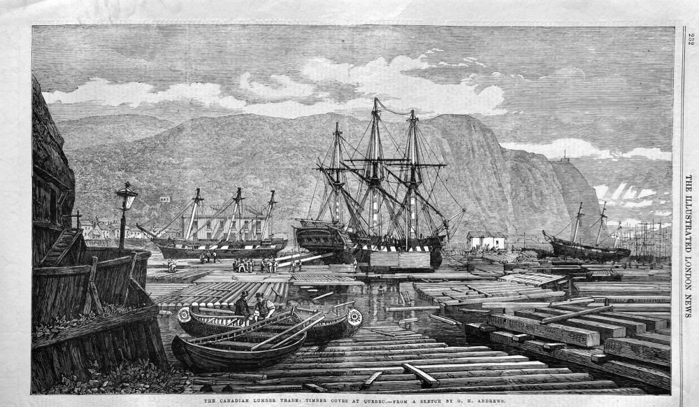 The Canadian Lumber Trade :  Timber Coves at Quebec.  1863.