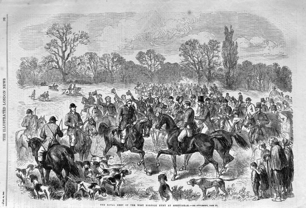 The Royal Meet of the West Norfolk Hunt at Snettisham.  1863.