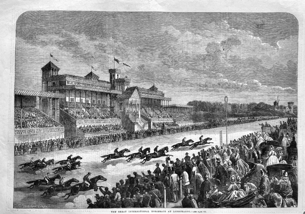 The Great International Horserace at Longchamps.  1863.