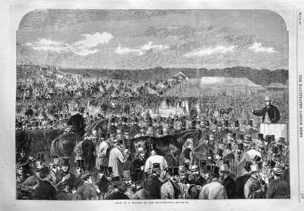 Sale of a Winner on the Race-Ground.  1863.  (Epsom Races).