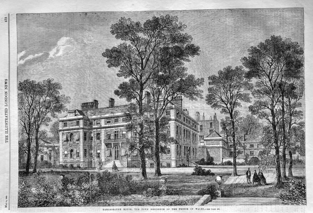 Marlborough House, the Town Residence of the Prince of Wales.  1863.