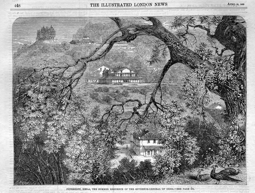 Peterhoff, Simla, the Summer Residence of the Governor-General of India.  1863.