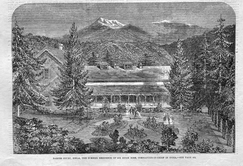 Barnes Court, Simla, the Summer Residence of Sir Hugh Rose, Commander-in-Chief in India.  1863.