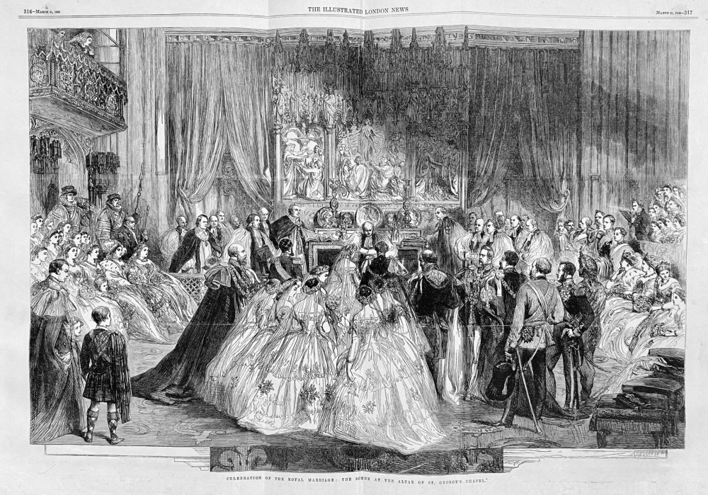 Celebration of the Royal Marriage :  The Scene at the Altar of St. George's Chapel.  1863.