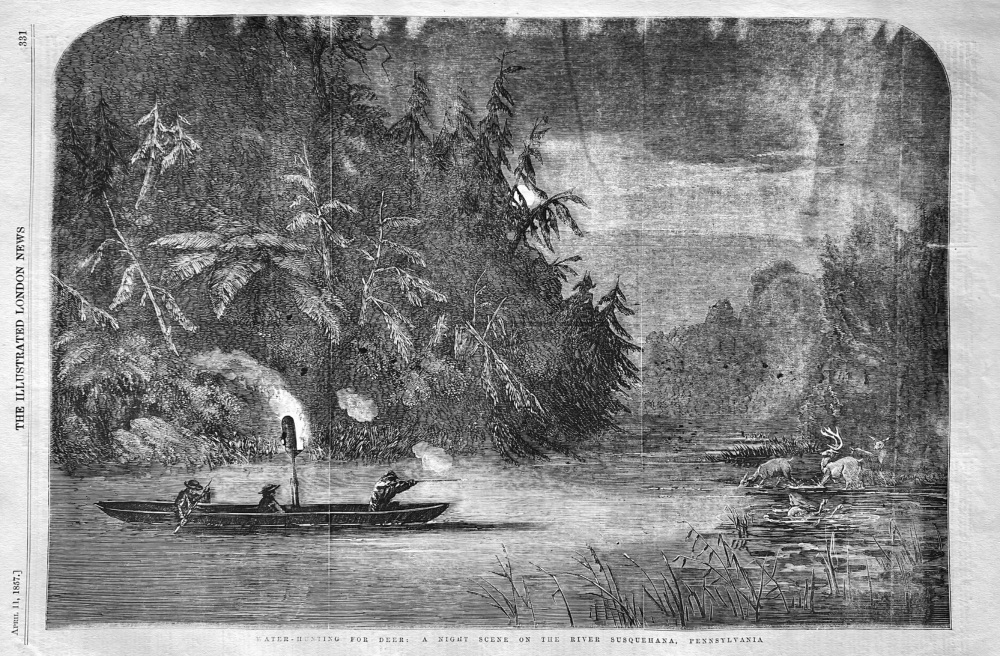 Water-Hunting for Deer :  A Night Scene on the River Susquehanna, Pennsylvania.  1857.