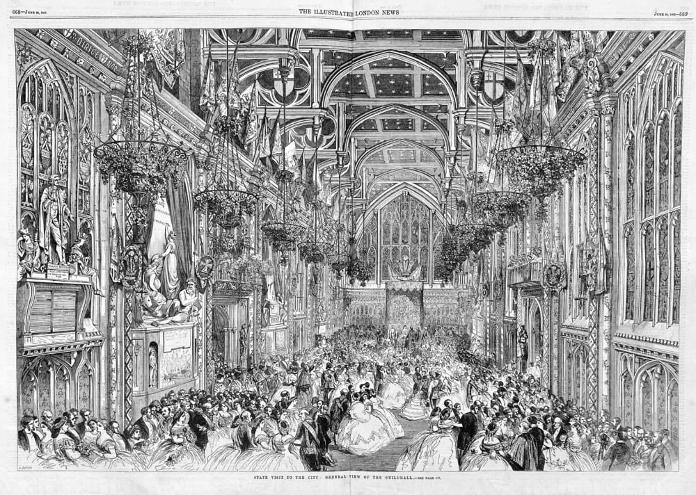 State Visit to the City :  General View of the Guildhall.  1863.