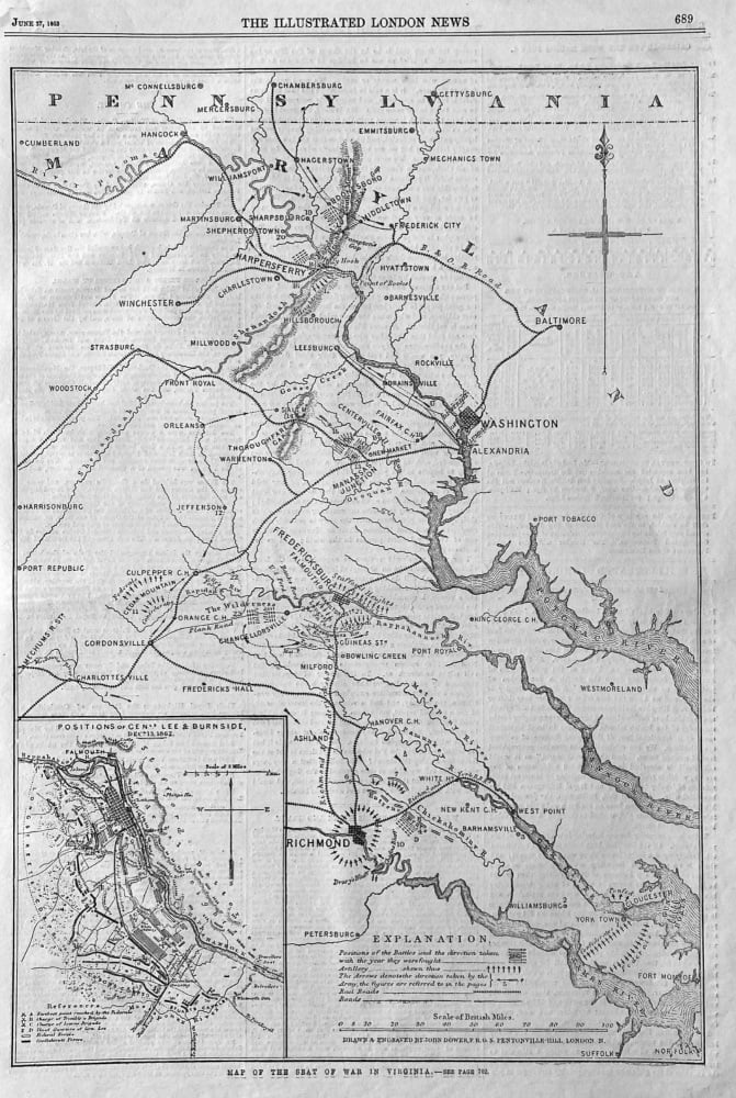 Map of the Seat of War in Virginia.  1863.