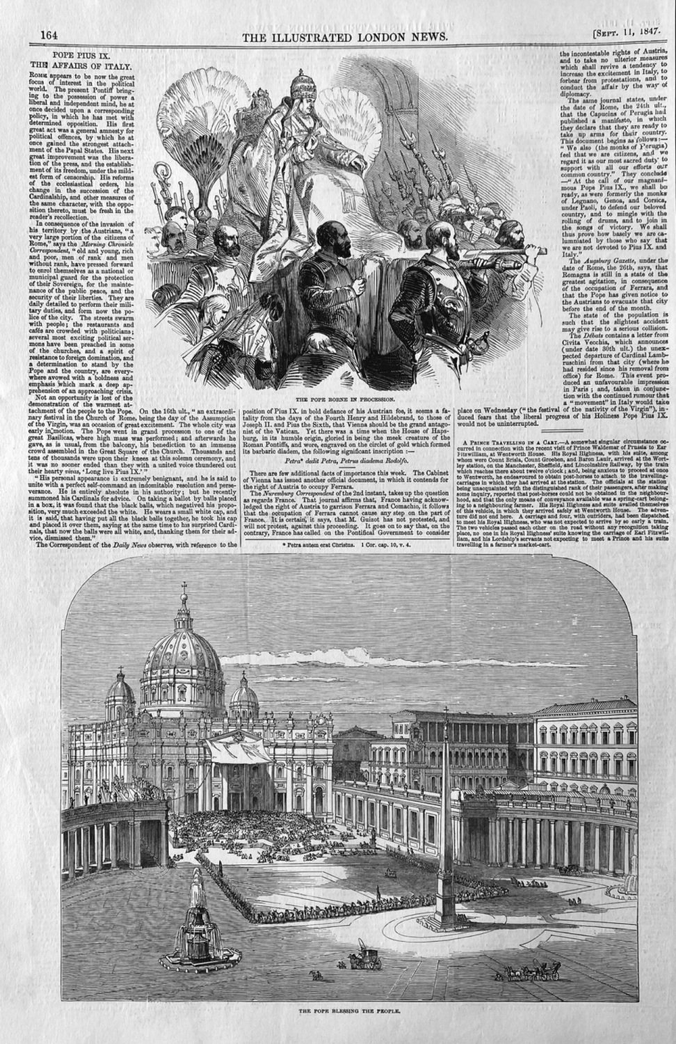 Pope Pius IX.  The Affairs of Italy.  1847.