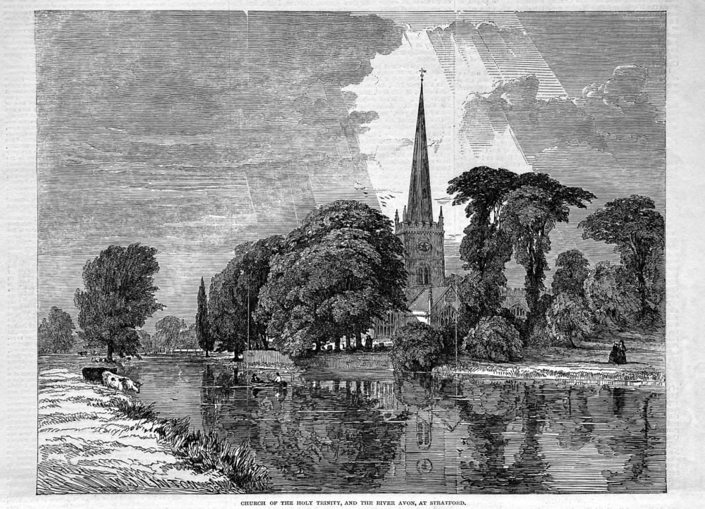 Church of the Holy Trinity, and the River Avon , at Stratford.  1847.