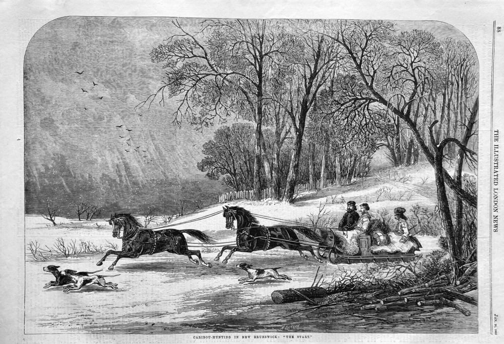 Caribou-Hunting in New Brunswick :  "The Start."  1863.