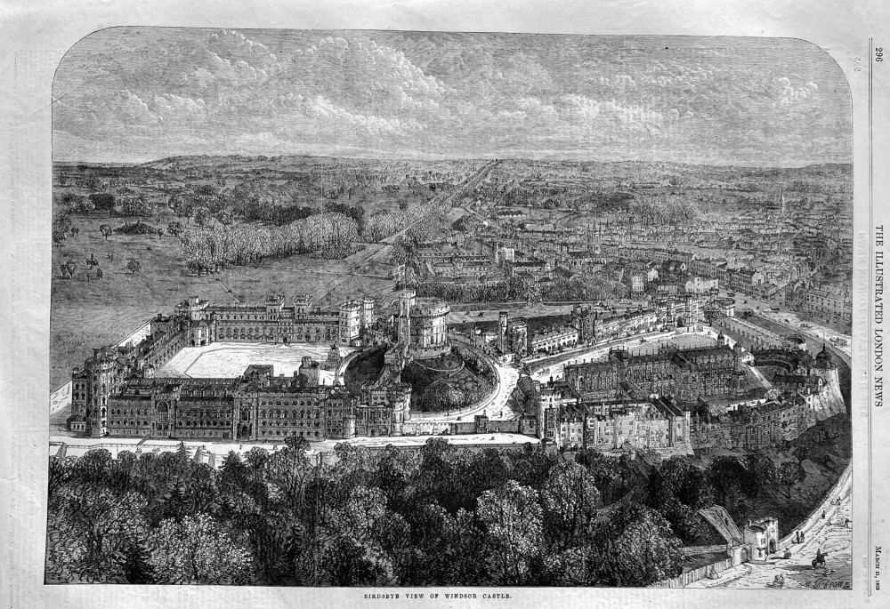 Birdseye View of Windsor Castle.  1863.