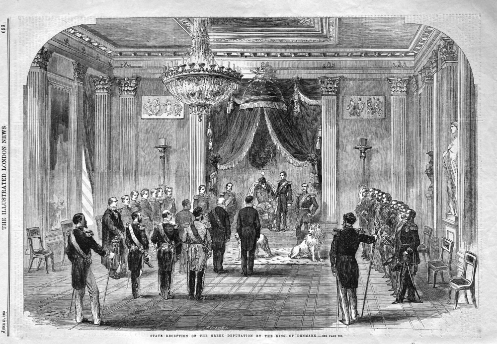 State Reception of the Greek Deputation by the King of Denmark.  1863.