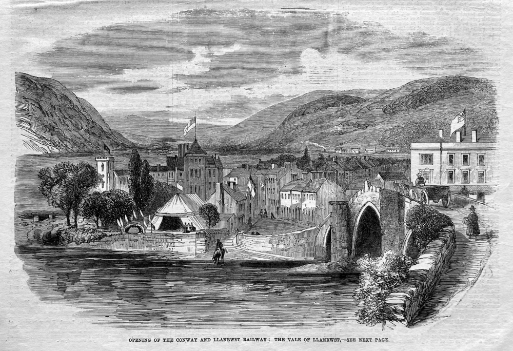 Opening of the Conway and Llanrwst Railway :  The Vale of Llanrwst.  1863.