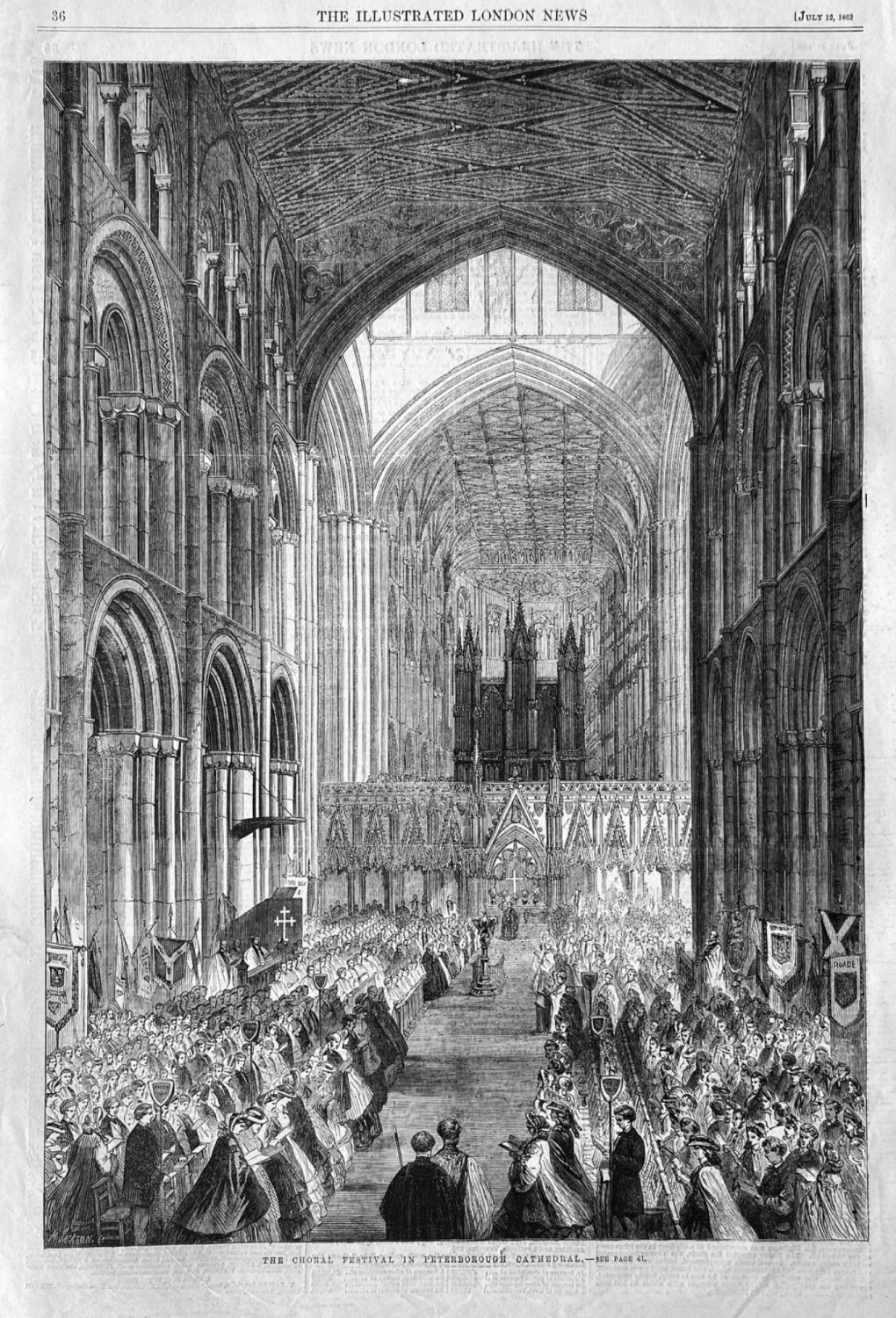 The Choral Festival in Peterborough Cathedral.  1862.