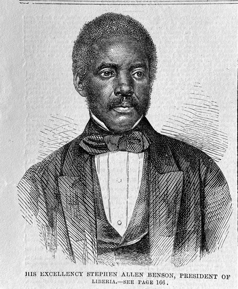 His Excellency Stephen Allen Benson, President of Liberia.  1862.