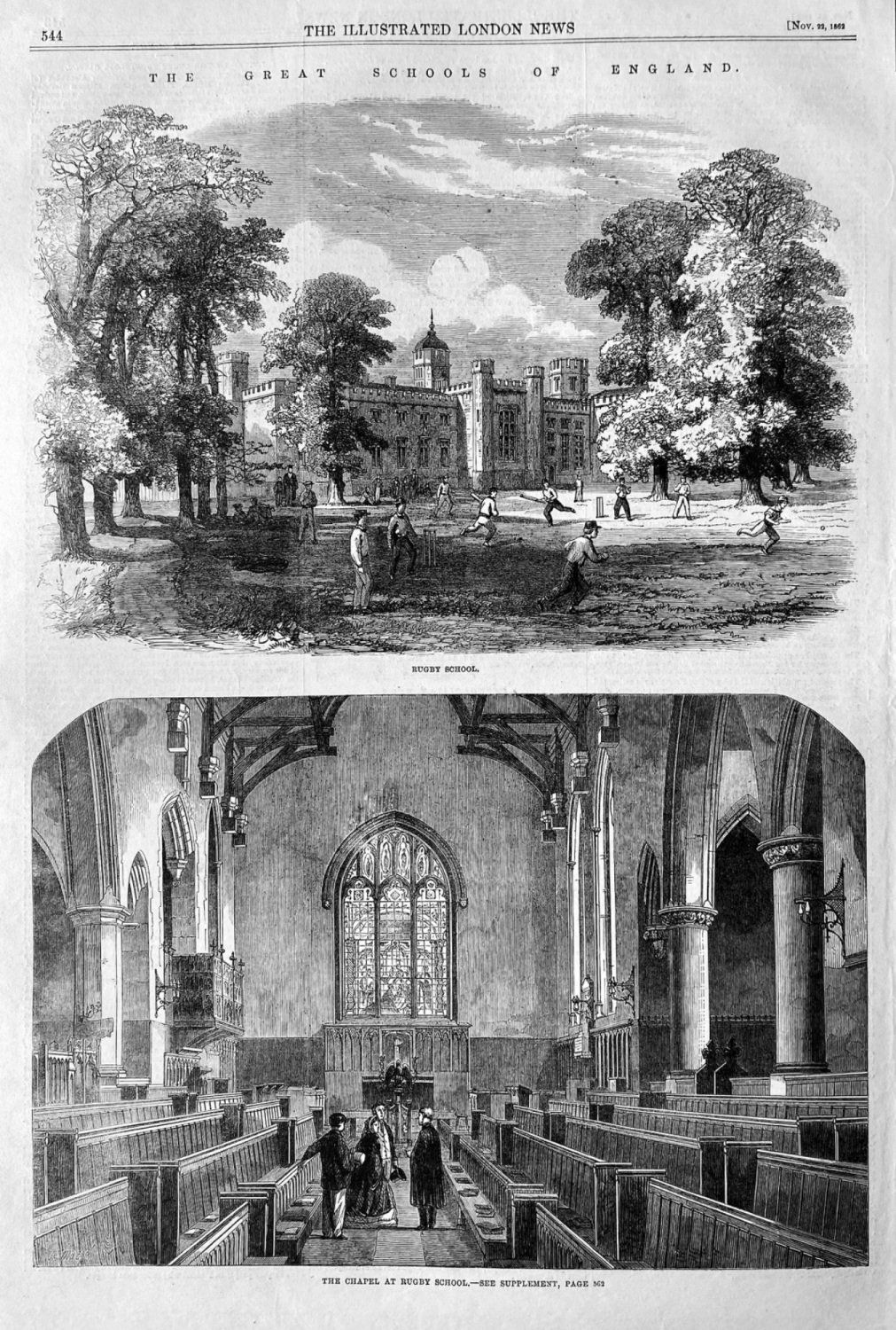 The Great Schools of England.  Rugby School.  1862.