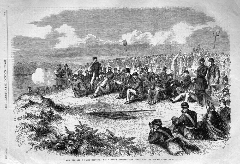 The Wimbledon Prize Meeting :  Rifle Match between the Lords and the Commons.  1862.