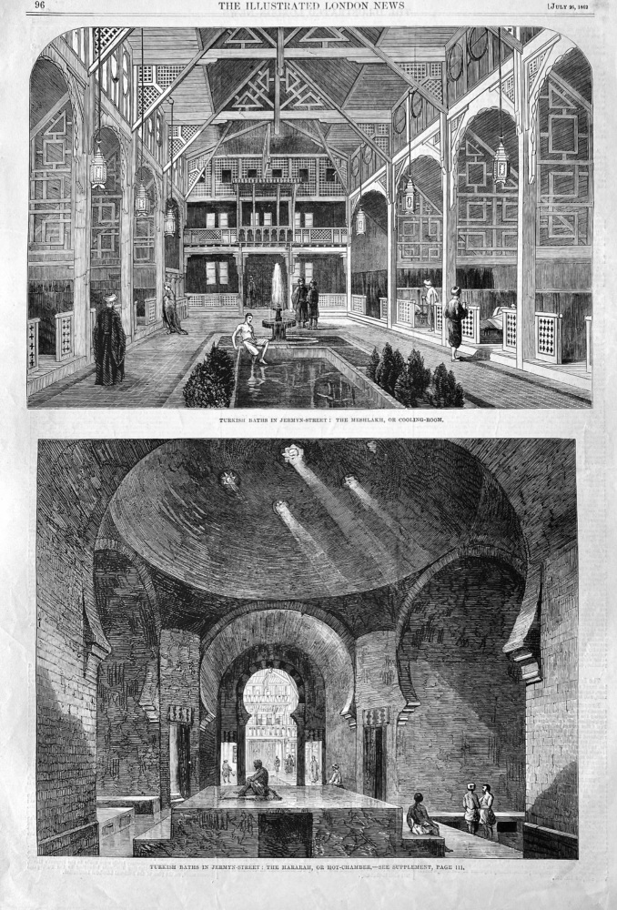 Turkish Baths in Jermyn-Street, London.  1862.