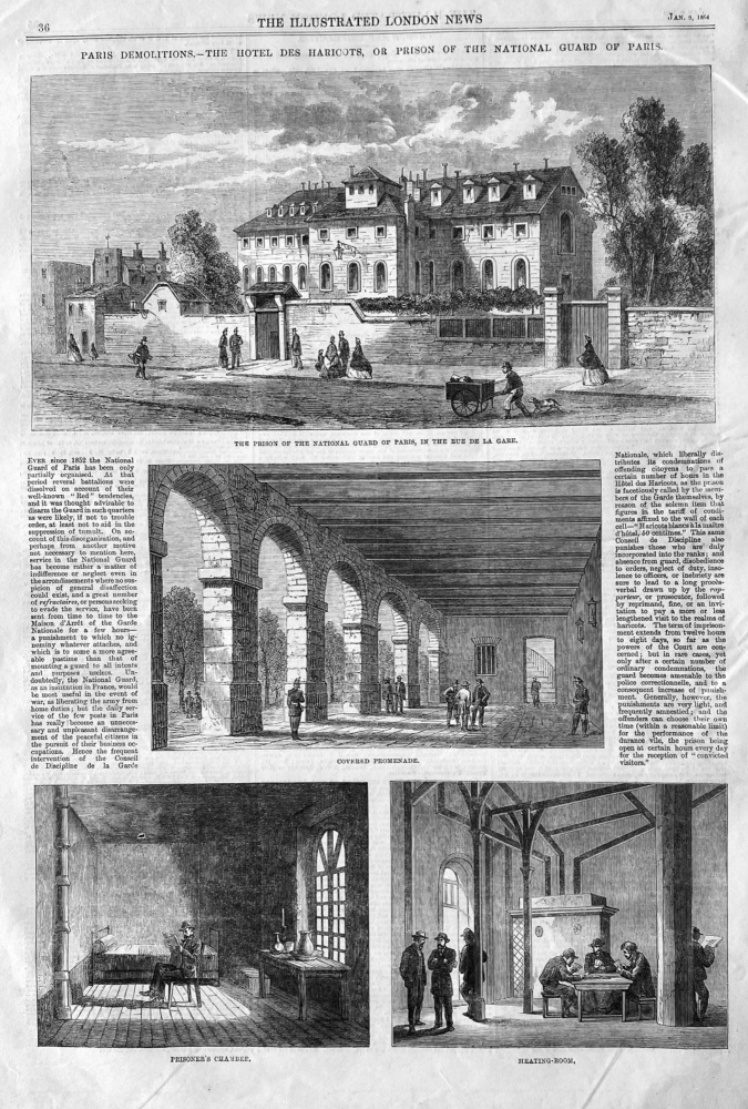 Paris Demolitions :  The Hotel Des Haricots, or Prison of the National Guard of Paris.  1864.
