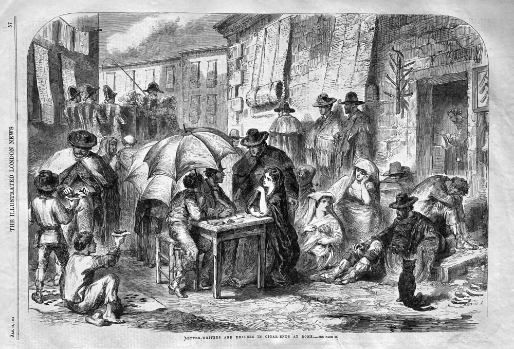 Letter-Writers and Dealers in Cigar-Ends at Rome.  1864.