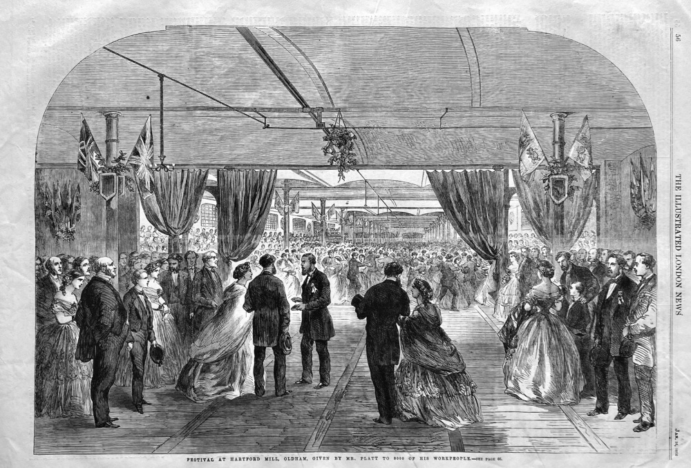 Festival at Hartford Mill, Oldham, given by Mr. Platt to 8000 of his Workpeople.  1864.
