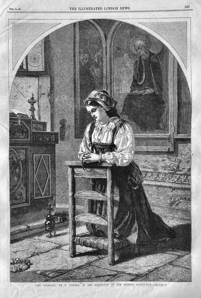 "The Offering," By F. Wyburd,  in the Exhibition of the British Institution.  1864.