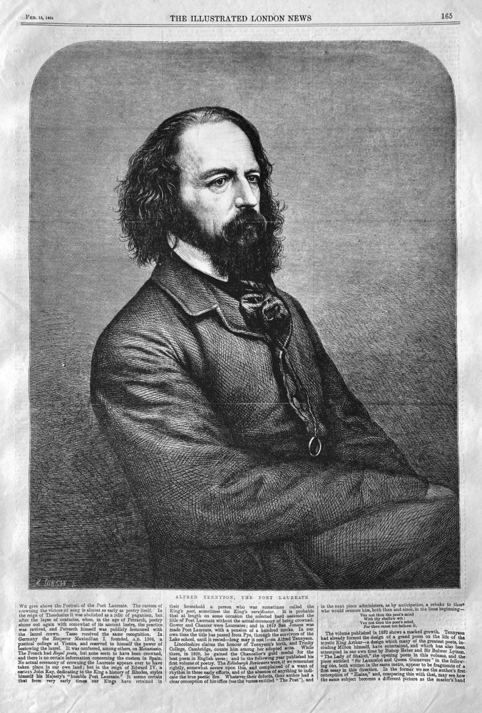 Alfred Tennyson, the Poet Laureate.  1864.