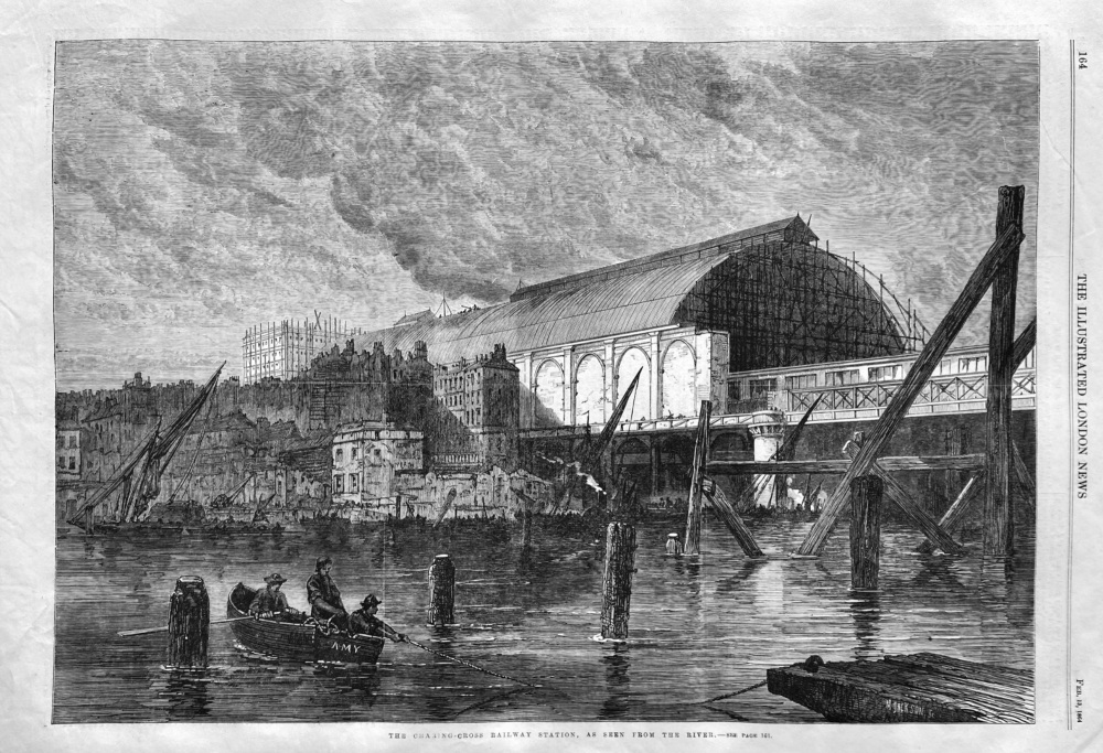 The Charring-Cross Railway Station, as seen from the River.  1864.