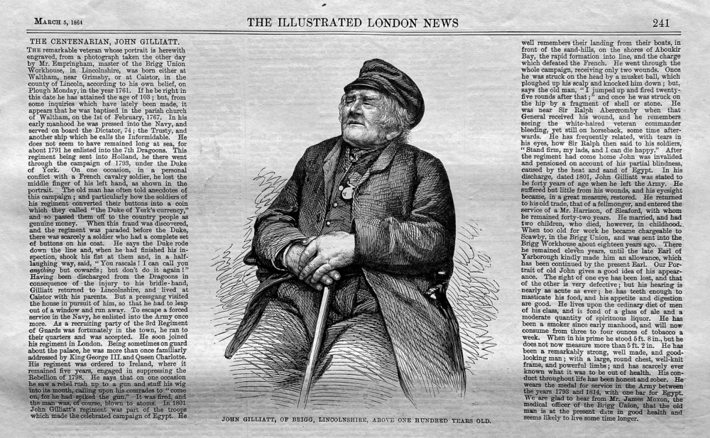 The Centenarian, John Gilliatt.  1864.