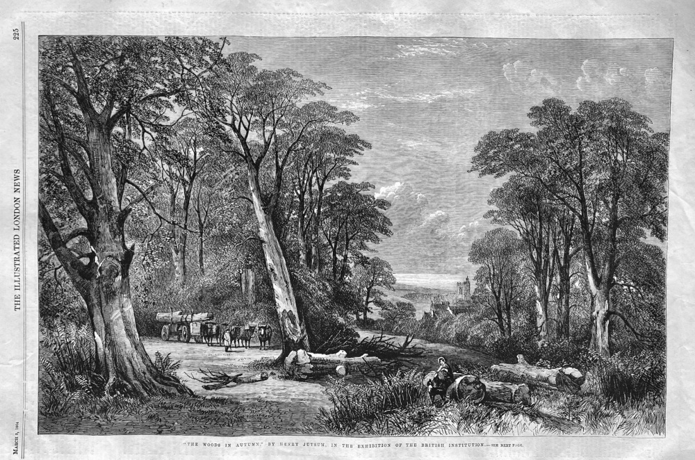 "The Woods in Autumn,"  by Henry Jutsum,  in the Exhibition of the British Institution.  1864.